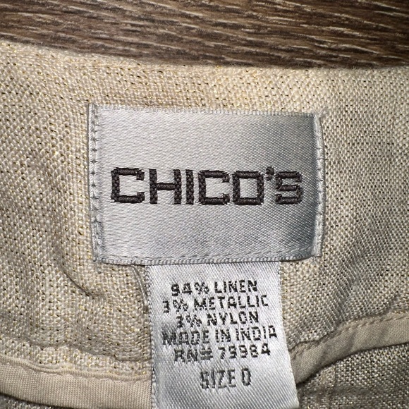 Chicos Rhinestone Beige Linen Jacket Blazer Size Small - Picture 5 of 7